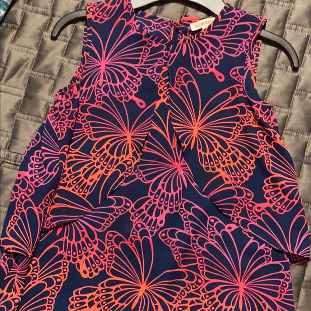 Girls sleeveless top butterfly print size 7
